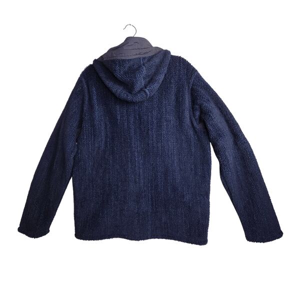 Patagonia M's Large Blue Navy Hooded Fleece Jacket W Zip Closures Pockets W Zip - Picture 2 of 16